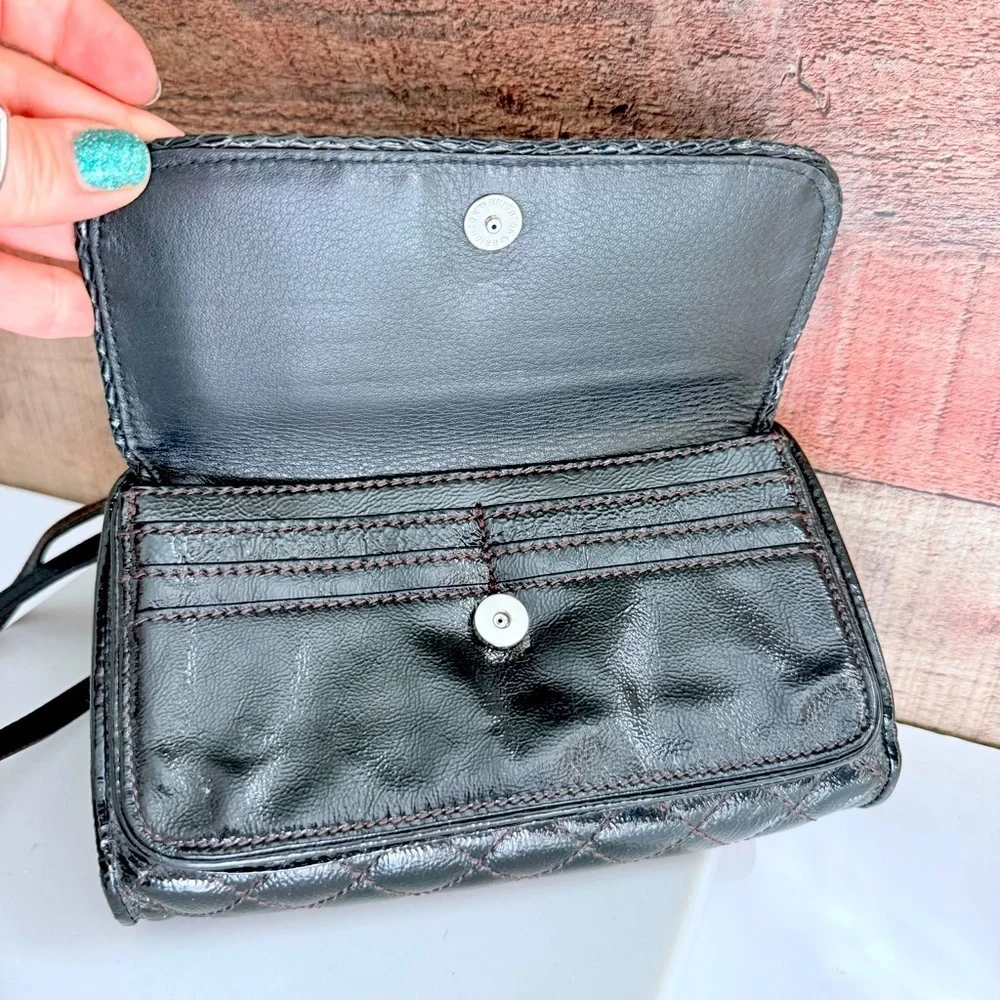 Brighton Black Quilted Croc Leather Fifth Ave Shine Organizer